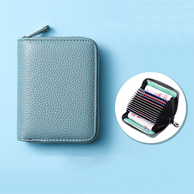 Premium RFID Genuine Leather Card Holder Wallet (Large Capacity Zipper Organizer)_img_1