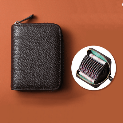 Premium RFID Genuine Leather Card Holder Wallet (Large Capacity Zipper Organizer)_img_2