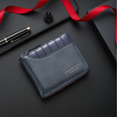 Men's Short Wallet Large Capacity Zipper Coin Purse Multi-Card Slot_img_8