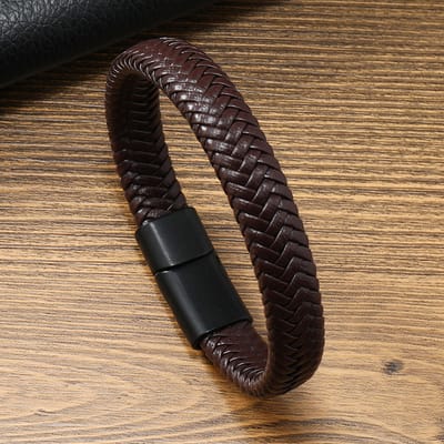 Hand-Woven Men's Bracelet Leather Alloy_img_5