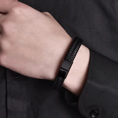 Hand-Woven Men's Bracelet Leather Alloy_img_6