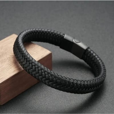 Hand-Woven Men's Bracelet Leather Alloy_img_8