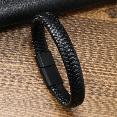 Hand-Woven Men's Bracelet Leather Alloy_img_9