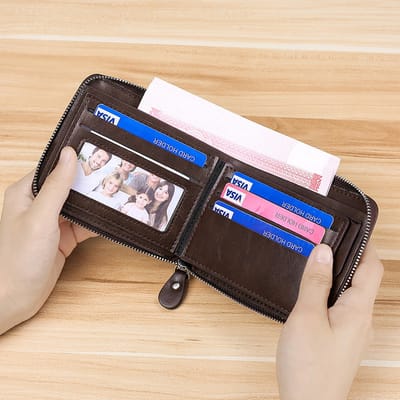 New Retro Monochrome Large Capacity Multifunctional Practical Document Protective Cover Card Bag Card Cover Wallet_img_5