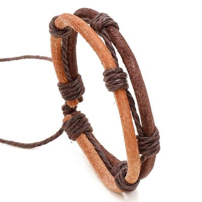 Simple Hand-woven Multi-layer Men's Cowhide Bracelet_img_1